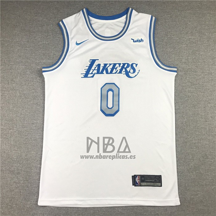 Camiseta Los Angeles Lakers Russell Westbrook NO 0 Ciudad 2020-21 Blanco